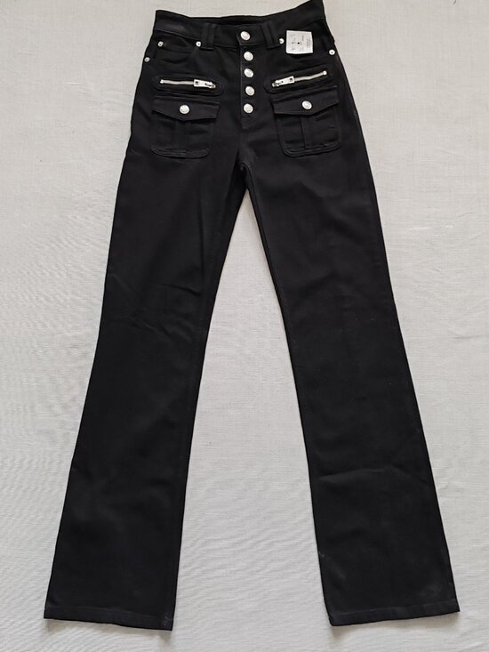 Zadig & Voltaire Pants - Zadig & Voltaire Eyes Denim Eco Flare Jeans Black Size 26 Cargo Pockets NWT